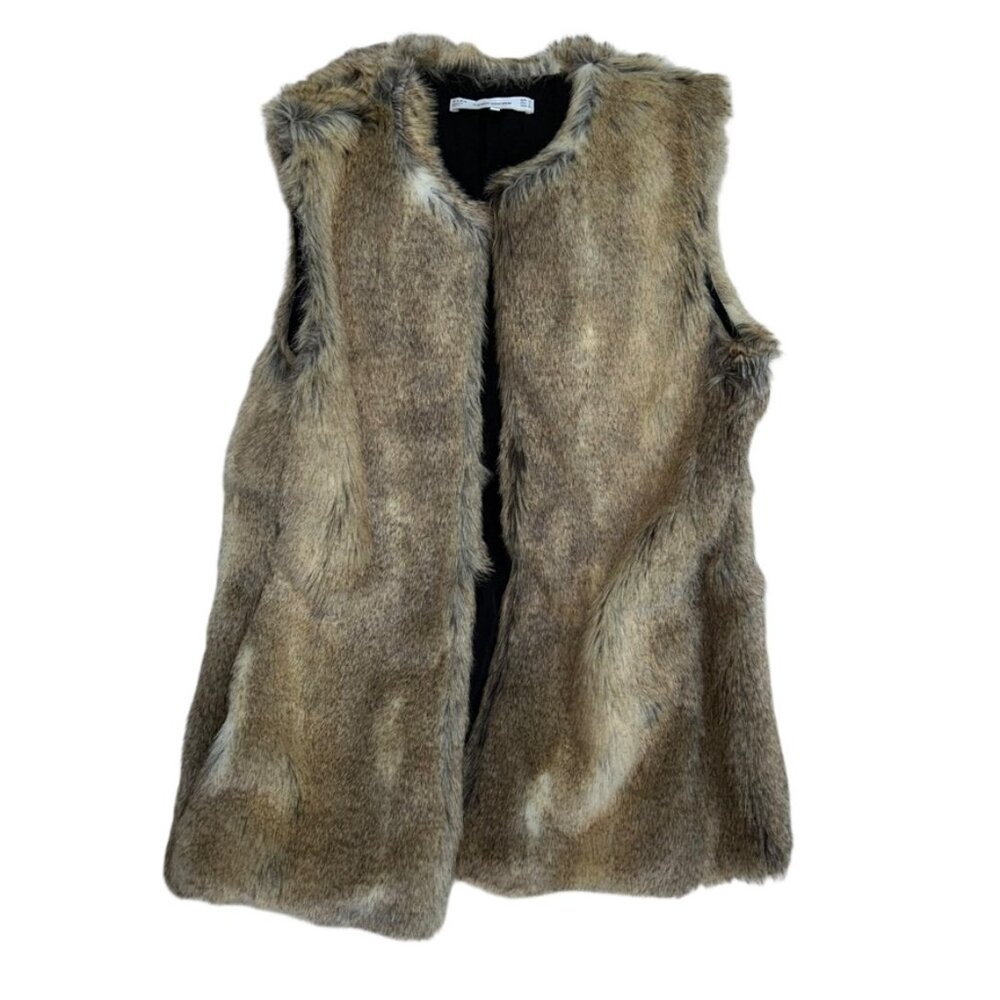 zara faux fur sleeveless jacket vest S